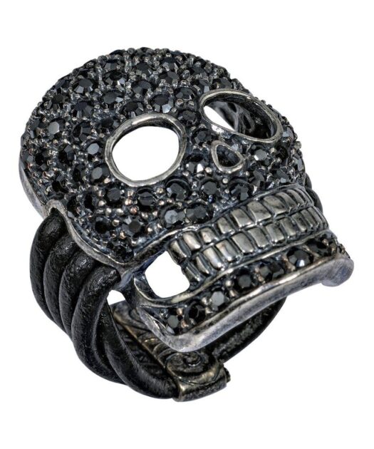Anillo calavera Swarovski de color negro en plata de ley