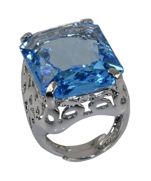 Anillo color azul con un cristal Swarovski de plata rodinada