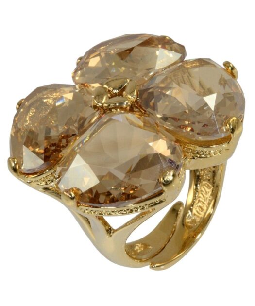 Anillo color dorado con cristales Swarovski de plata de primera ley