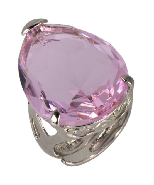 Anillo color malva de plata con un cristal Swarovski