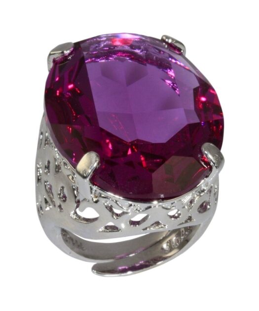 Anillo color morado de plata de ley rodinada con Swarovski