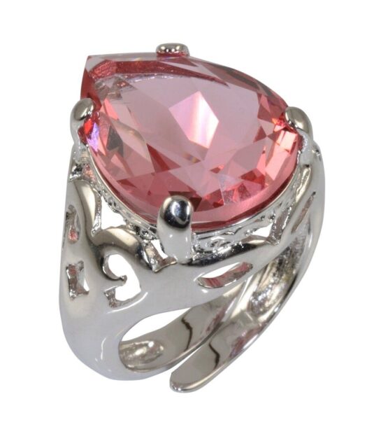Anillo color rosa con cristal Swarovski de plata de ley rodinada