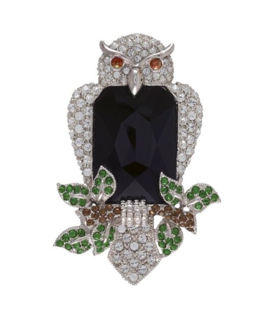 Broche Buho de plata y cristales de Swarovski en diversos tonos de la colección exclusiva de Máximo Betro. Joyería Turón, tienda online.