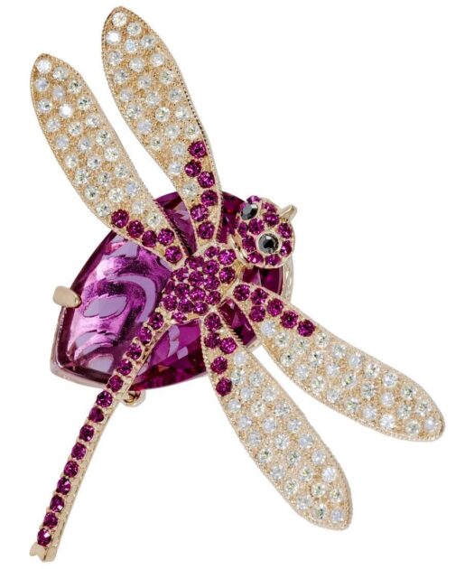 Broche Libélula Violeta de plata y cristales de Swarovski en diversos tonos de la colección exclusiva de Máximo Betro. Joyería Turón, tienda online.