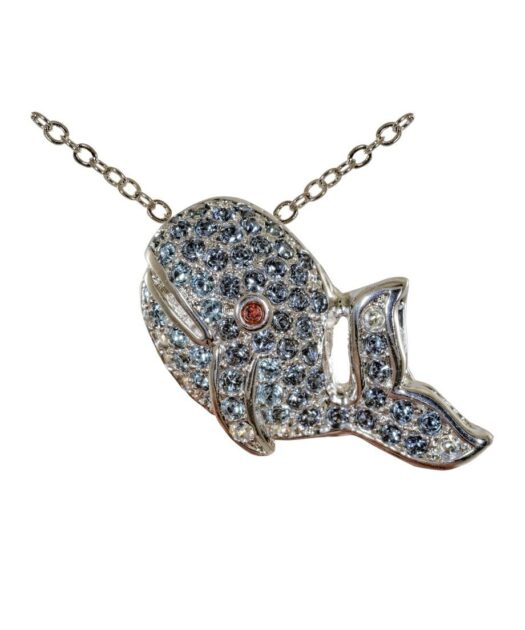 Colgante Ballena plata y cristales de Swarovski en tonos morados y blancos de la colección exclusiva de Máximo Betro. Joyería Turón, tienda online.