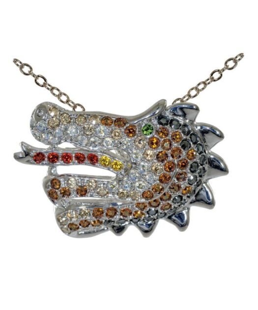 Colgante Dragón de plata y cristales de Swarovski en diversos tonos de la colección exclusiva de Máximo Betro. Joyería Turón, tienda online.