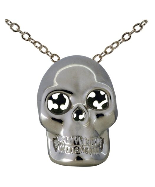 Colgante calavera plata con un baño de rodio y cadena a juego