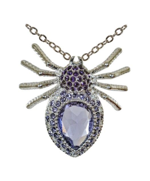Colgante Araña de plata y cristales de Swarovski en tonos morados de la colección exclusiva de Máximo Betro. Joyería Turón, tienda online.