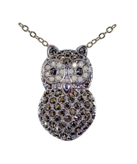Colgante Buho de plata y cristales de Swarovski en diversos tonos de la colección exclusiva de Máximo Betro. Joyería Turón, tienda online.