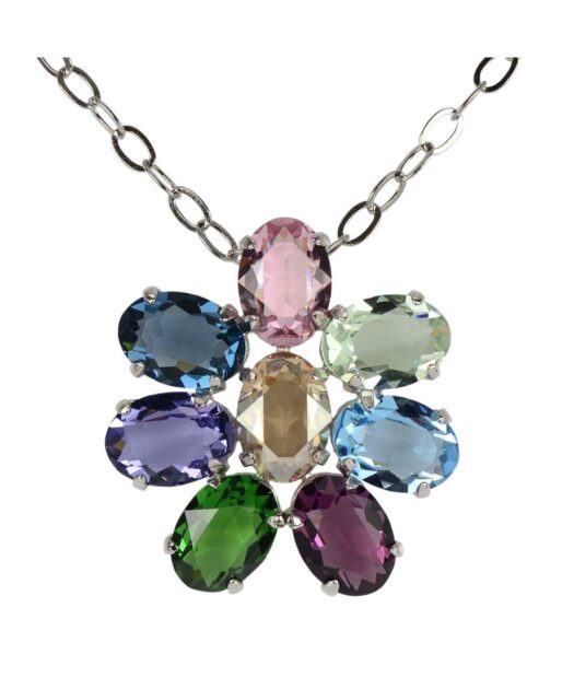 Colgante de colores con ocho cristales Swarovski de plata de ley