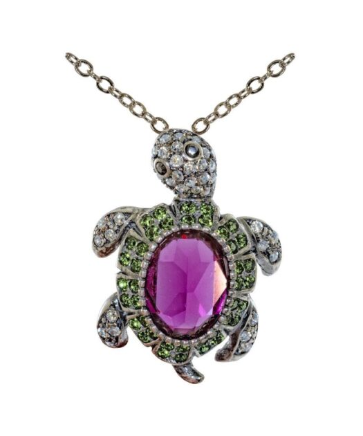 Colgante Tortuga de plata de primera ley y cristales de Swarovski® en vario colores de la colección exclusiva de Máximo Betro. Joyería Turón, tienda online