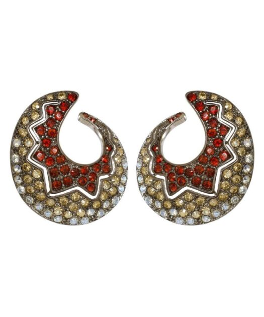 Pendientes abanico oro envejecido de plata de ley con cristal Swarovski