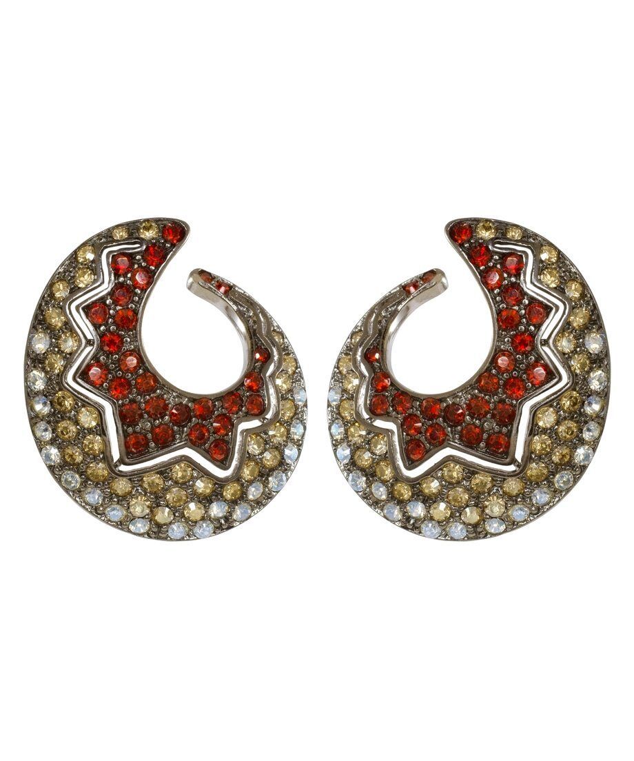 Pendientes abanico oro envejecido de plata de ley con cristal Swarovski Pendientes abanico oro envejecido de plata de ley con cristal Swarovski