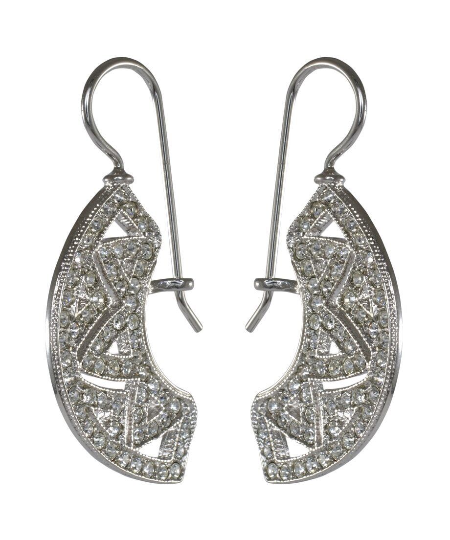 Pendientes abanico plata rodinada con cristales Swarovski brillantes Pendientes abanico plata rodinada con cristales Swarovski brillantes