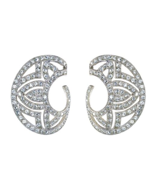 Pendientes abanicos brillantes de plata de ley con Swarovski Elements
