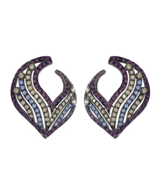 Pendientes abanicos de colores de plata de ley con cristales Swarovski