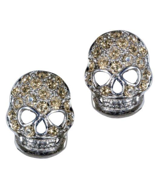 Pendientes calaveras de plata con cristales Swarovski Elements blancos