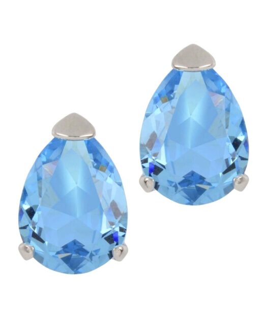Pendientes color azul con cierre omega de plata de ley rodinada