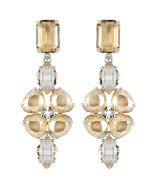 Pendientes color champagne de plata de primera ley rodinada