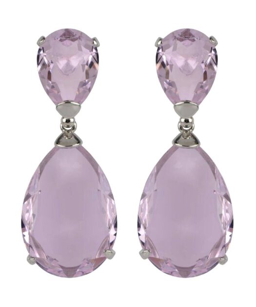 Pendientes color malva con cristales Swarovski de plata de ley