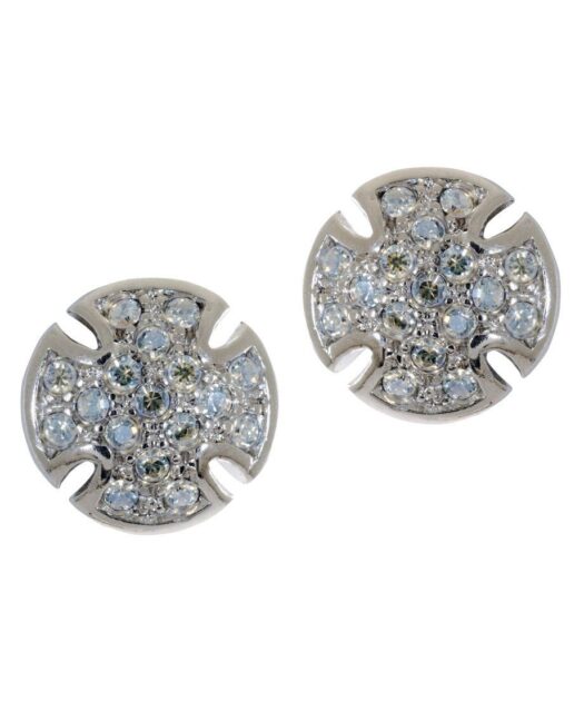 Pendientes cruces blancas fabricados en plata de ley