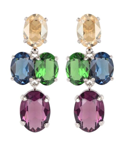Pendientes de colores con cristales Swarovski de plata rodinada