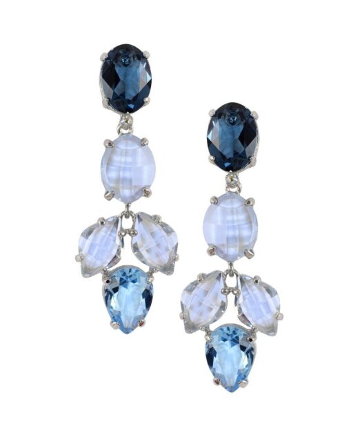 Pendientes de colores azules fabricados en plata de ley