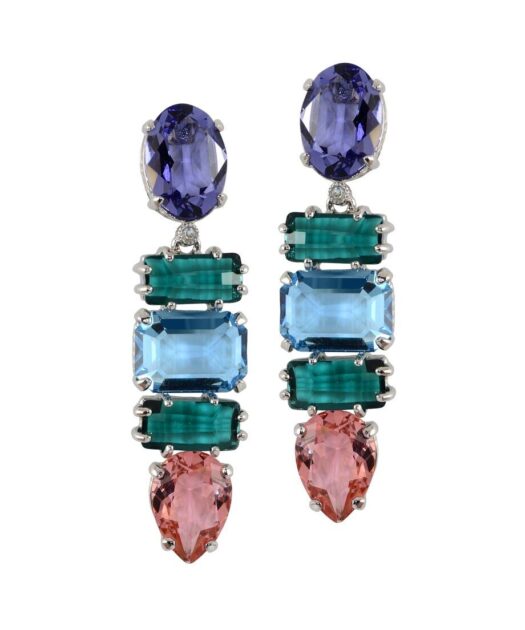 Pendientes de colores Swarovski Elements fabricados en plata de primera ley