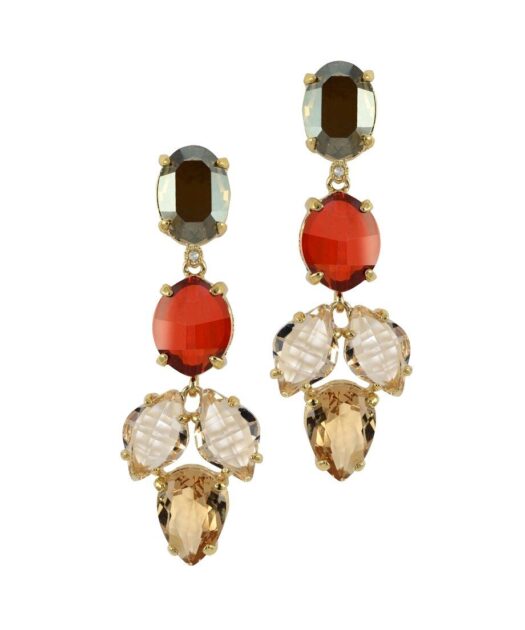 Pendientes de cuatro colores fabricados en plata con baño de oro