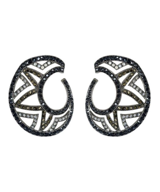 Pendientes en abanico grandes de plata bañada en oro vintage