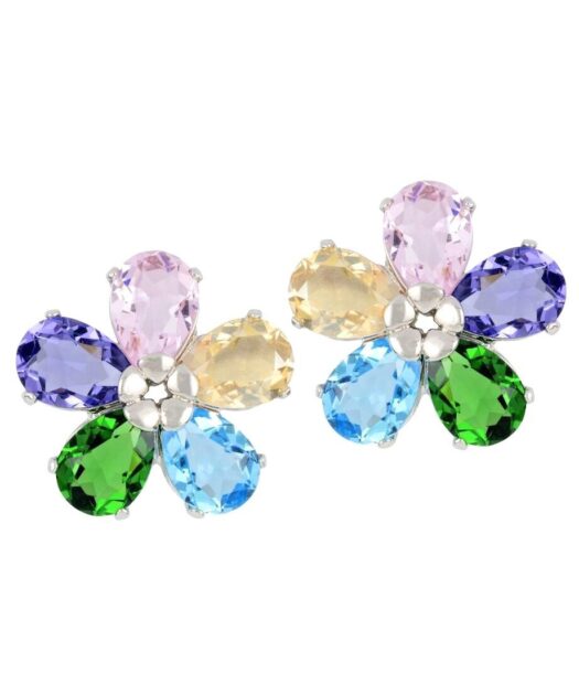 Pendientes flor cristal de Swarovski fabricados en plata