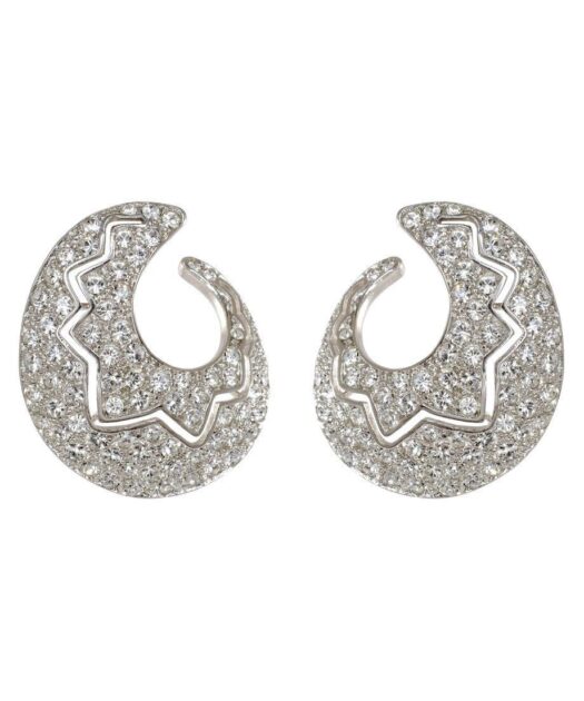 Pendientes forma de abanico de plata rodinada con cristales Swarovski