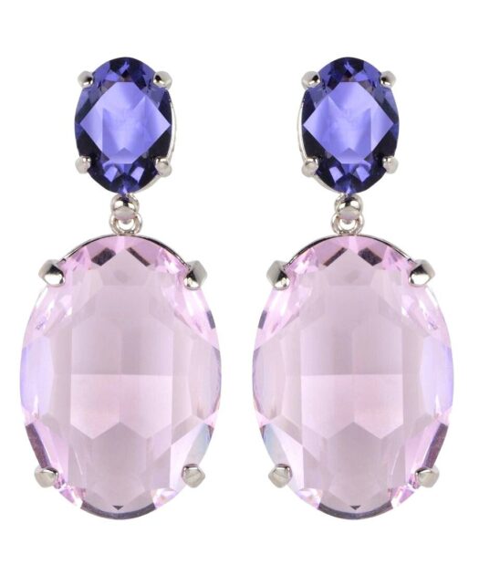 Pendientes largos cristal de Swarovski de plata de primera ley