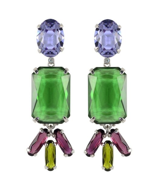 Pendientes largos de colores fabricados en plata de primera ley