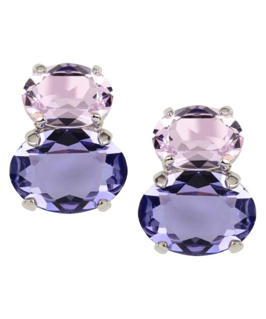 Pendientes plata dos colores de plata con cristales Swarovski