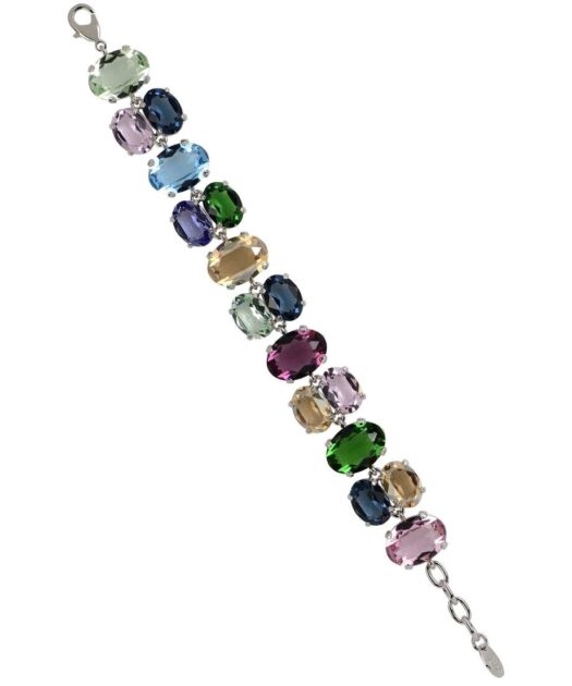 Pulsera cristal Swarovski en varios colores de plata de ley