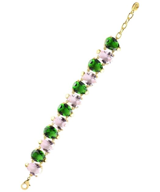 Pulsera verde y malva de plata de ley con Swarovski Elements