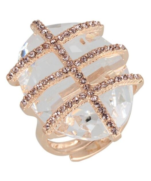 Anillo blanco y rosa de plata de ley con cristales Swarovski