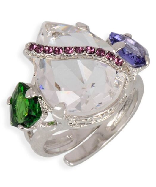 Anillo plata rodinada con Swarovski Elements de colores