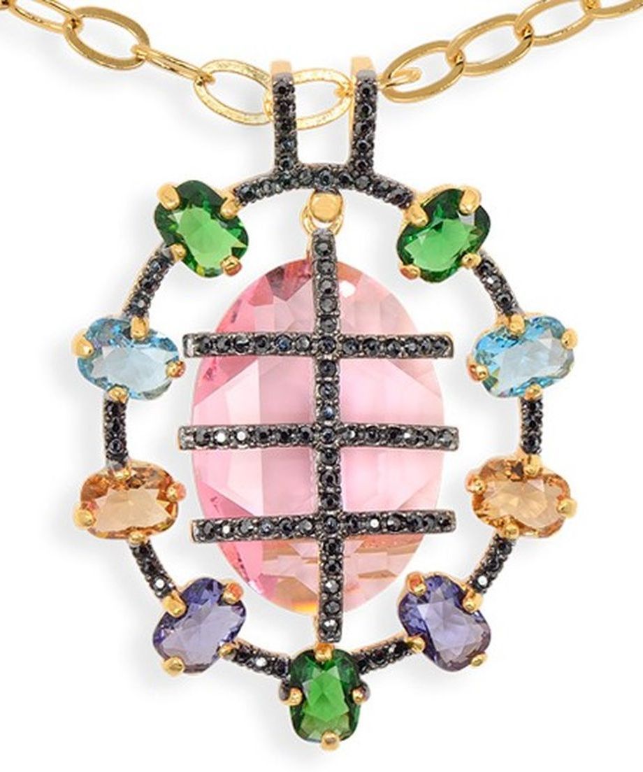 Colgante oro rosa de varios colores en plata con cristales Swarovski Colgante oro rosa de varios colores en plata con cristales Swarovski