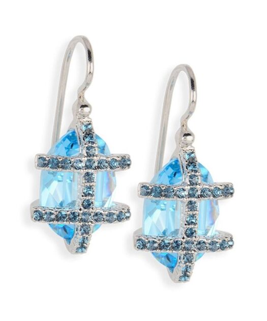 Pendientes azul claro de plata de ley rodinada con Swarovski Elements
