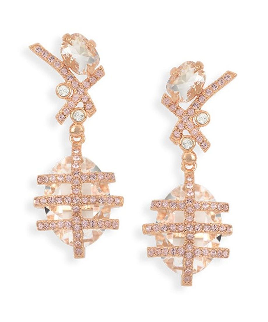 Pendientes de plata bañada en oro rosa con cristales Swarovski Pendientes de plata bañada en oro rosa con cristales Swarovski