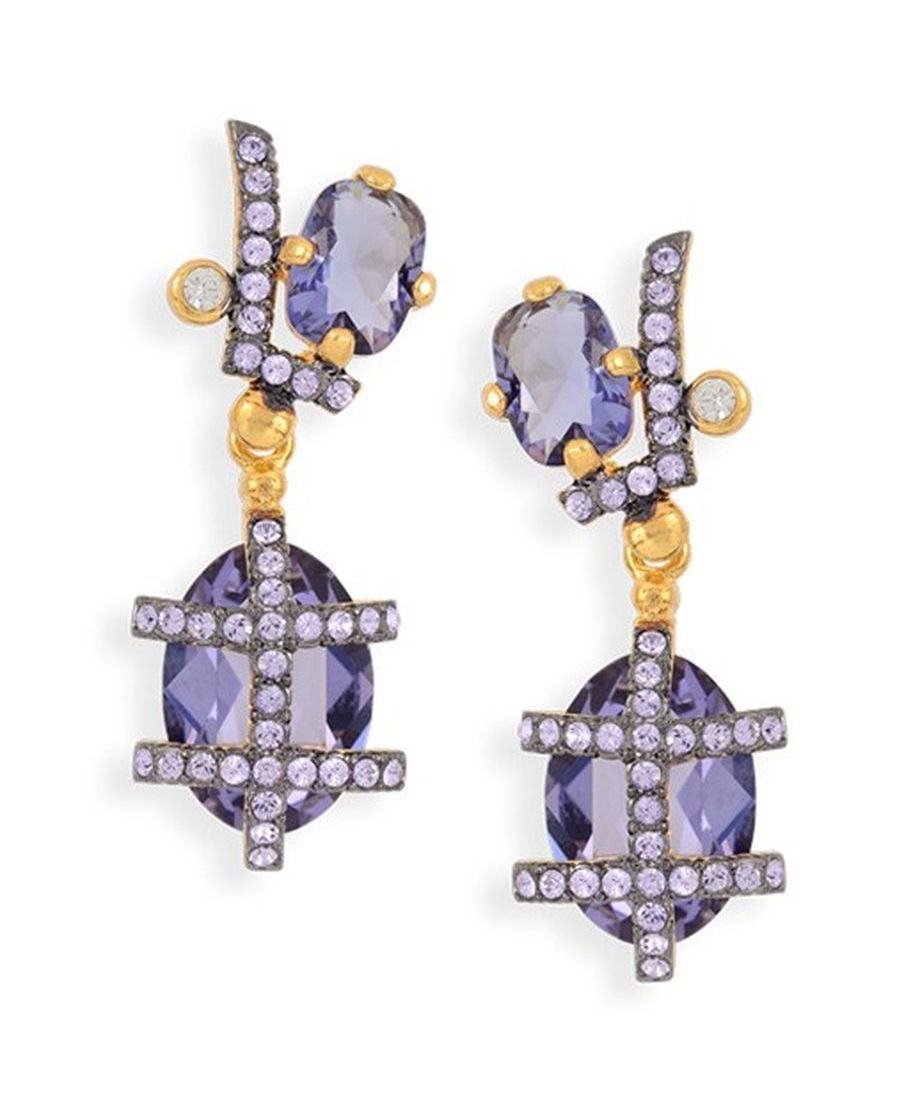 Pendientes oro rosa violetas y blancos de plata con Swarovski Elements Pendientes oro rosa violetas y blancos de plata con Swarovski Elements