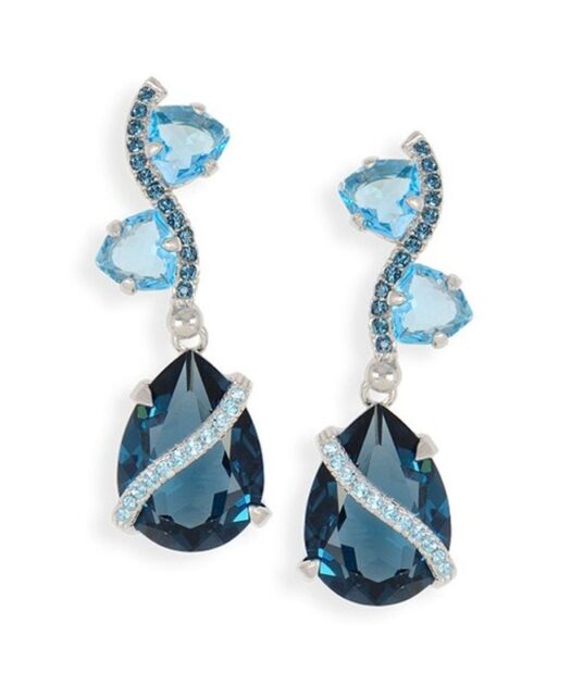 Pendientes plata rodinada azules con Swarovski Elements