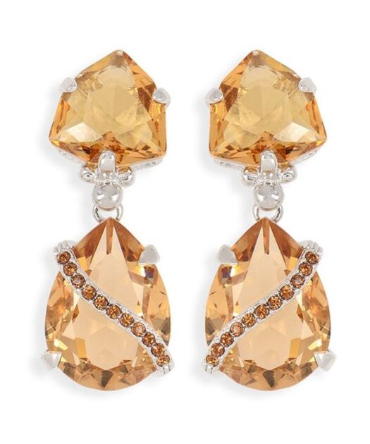 Pendientes plata rodinada con cristales marrones de Swarovski