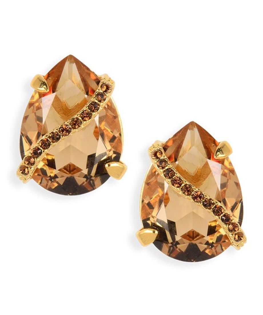 Pendientes Swarovski marrones de plata con baño de oro amarillo Pendientes Swarovski marrones de plata con baño de oro amarillo