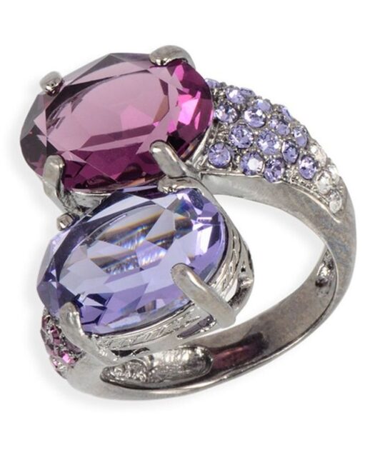 Anillo doble malva y violeta de plata de primera ley