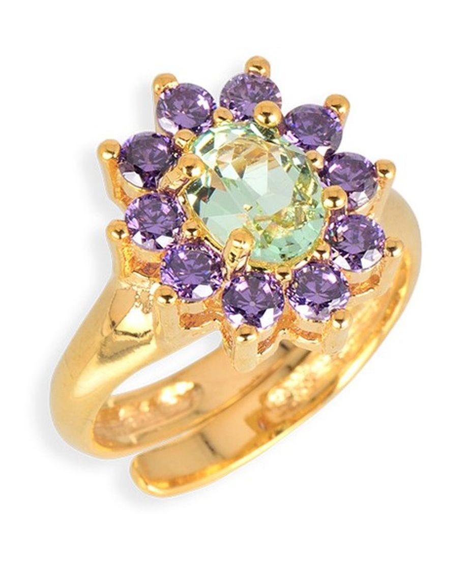 Anillo roseta de cristal Swarovski en plata con un baño de oro 18 quilates Anillo roseta de cristal Swarovski en plata con un baño de oro 18 quilates