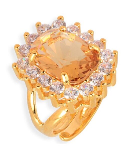 Anillo roseta oro amarillo de plata con cristales Swarovski dorados