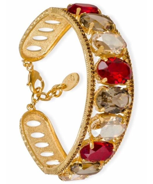 Brazalete dorado con Swarovski Elements de plata de ley